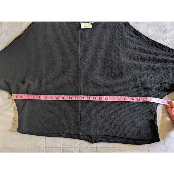 Anthropologie Maeve Black Textured Knit Oversized Crop Top Boxy Boho Large - Picture 7 of 8